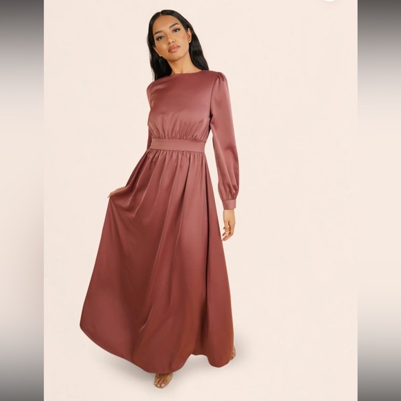 Amariah Myra Long Sleeve Maxi Dress - Dark Rose - Picture 1 of 3